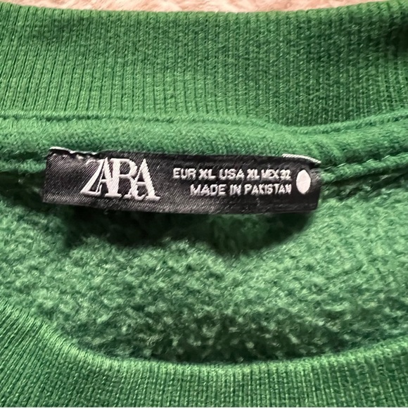 ZARA Loose Fit Crewneck Sweatshirt Oversized Dark Hunter Green Sweater Top - Picture 4 of 6